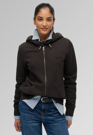 Superdry & Co, SUPERDRY ATHLETIC ESSENTIALS LOGO ZIP HOODIE.. - Sweatjacke - bison black