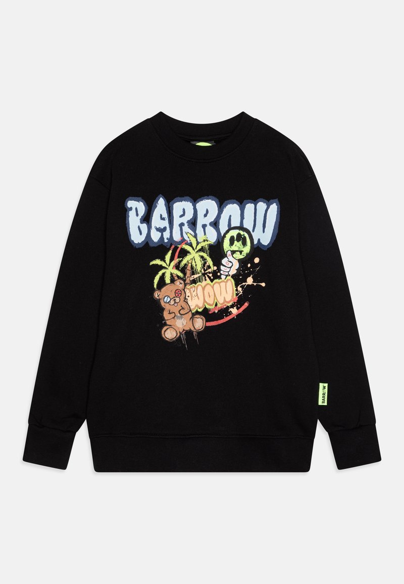 Felpa nera con un vivace design grafico che presenta la parola "BARROW", palme, un orso e un motivo di teschio. Polsini e scollatura a costine.