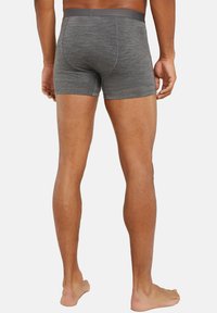 Grijze boxershorts van rekbare stof, met een soepele tailleband en een nauwsluitend ontwerp dat zich naar het lichaam vormt.