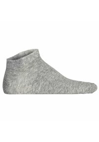 Calcetín gris hasta el tobillo hecho de un tejido suave y texturizado. Presenta un diseño de corte bajo con un puño acanalado para mayor comodidad. Color uniforme y suave en toda su superficie.