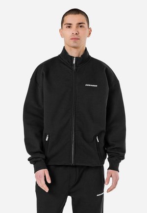 LOGO TRACK - Tröja med dragkedja - washed black/white gum