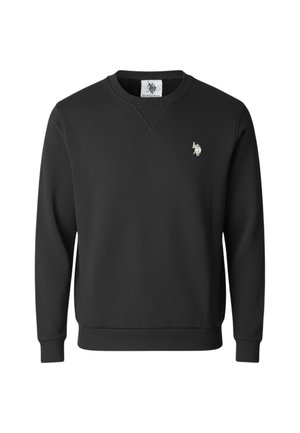 Felpa nera con scollo rotondo, maniche lunghe e piccolo logo ricamato sul petto a sinistra. Realizzata in tessuto morbido.