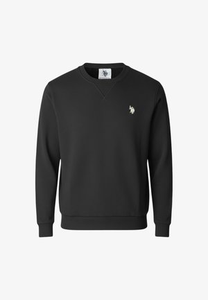 Felpa nera con scollo rotondo, maniche lunghe e piccolo logo ricamato sul petto a sinistra. Realizzata in tessuto morbido.