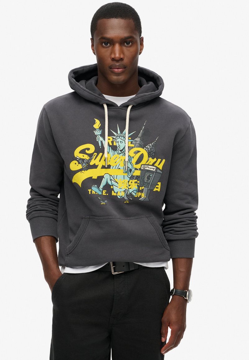 Superdry & Co NEW YORK VINTAGE LOGO GRAPHIC - Jersey con capucha - blackboard
