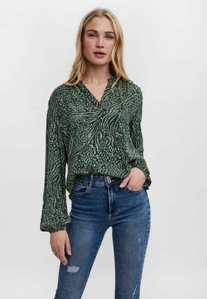 Blouse - dark green melange