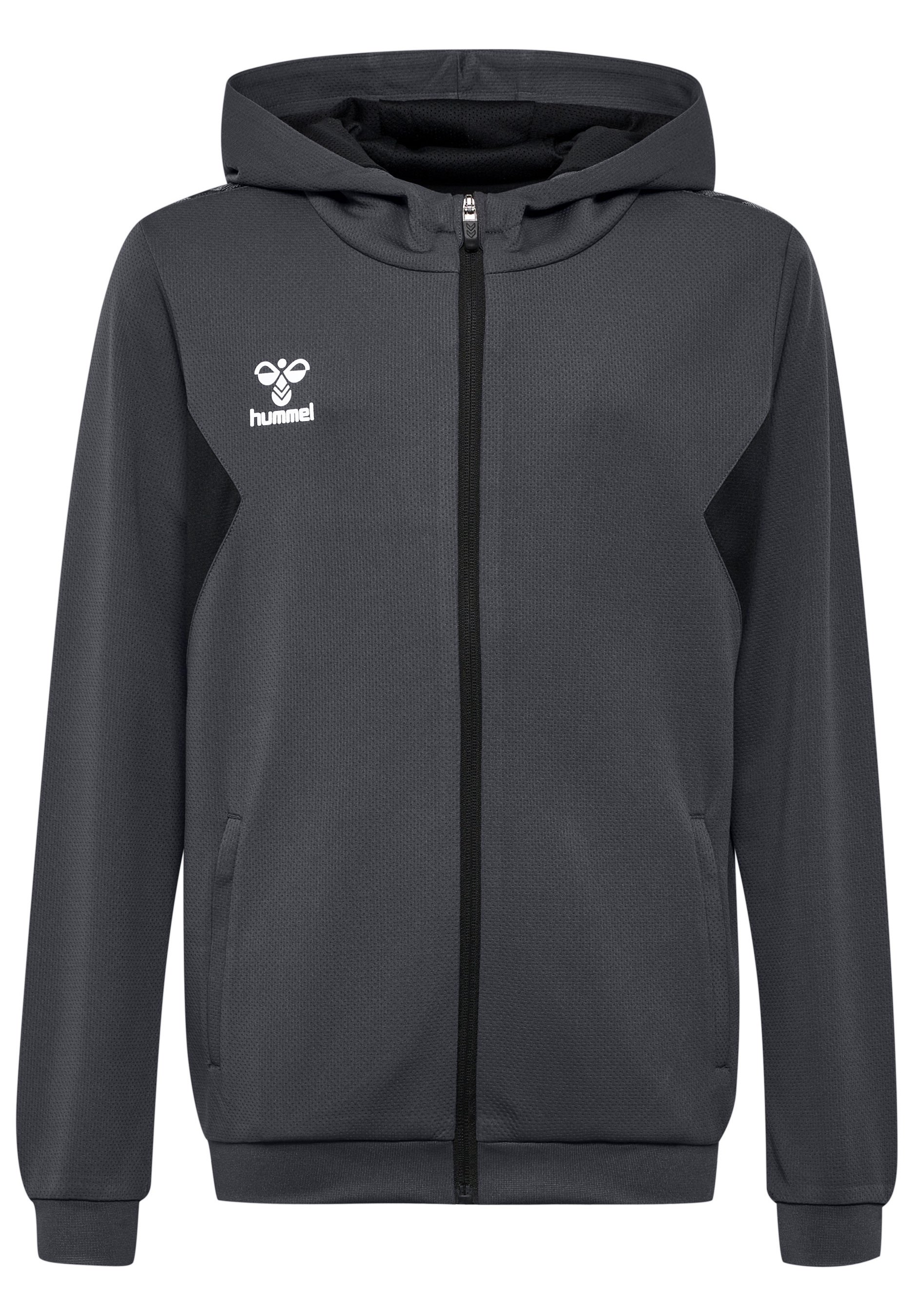 Sweat-shirt Femme Hummel à Demi-fermeture éclair - Couleur Céleste, Logo Imprimé, Bande Coudée, Polyester