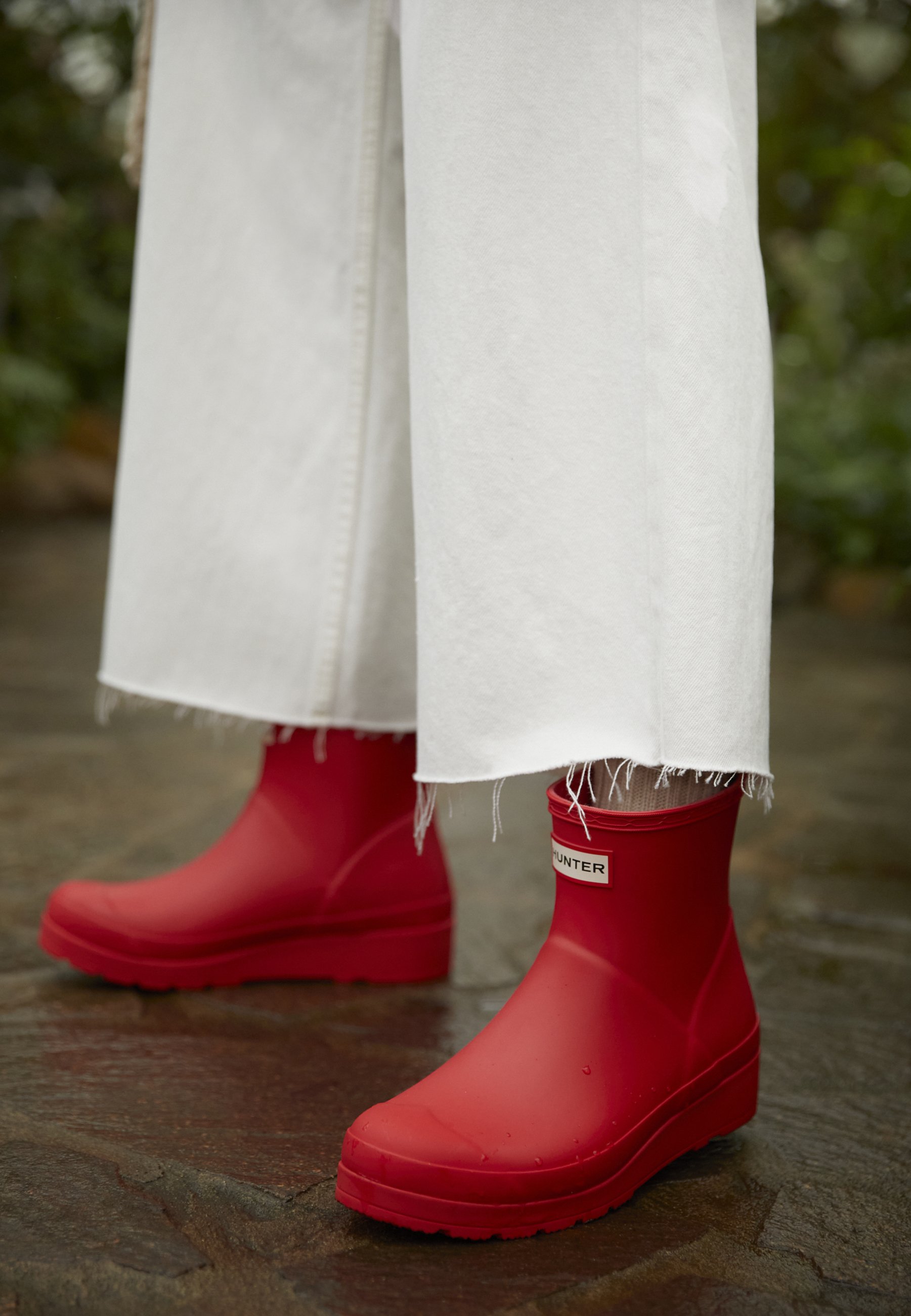 red hunter ankle boots