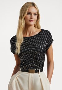 Lauren Ralph Lauren BEADED COTTON JERSEY TEE - Majica kratkih rukava s printom - black