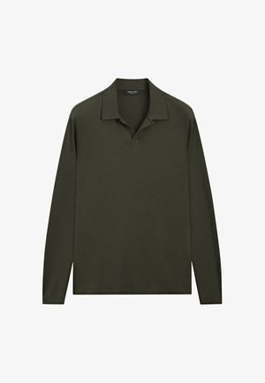 Massimo Dutti, 100% cotton knit polo collar cardigan - Poloshirts - brown