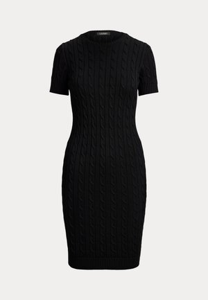 Lauren Ralph Lauren, CABLE-KNIT SHORT-SLEEVE SWEATER DRESS - Robe pull - black