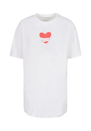 Merchcode, HUGS & LOVE - HEART HUG BOYFRIEND - Trükipildiga T-särk - white