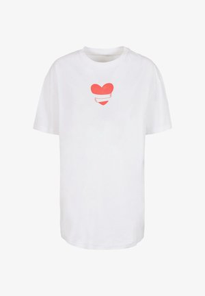 Merchcode, HUGS & LOVE - HEART HUG BOYFRIEND - Trükipildiga T-särk - white