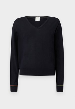 KNITTED V NECK - Pulover - blue