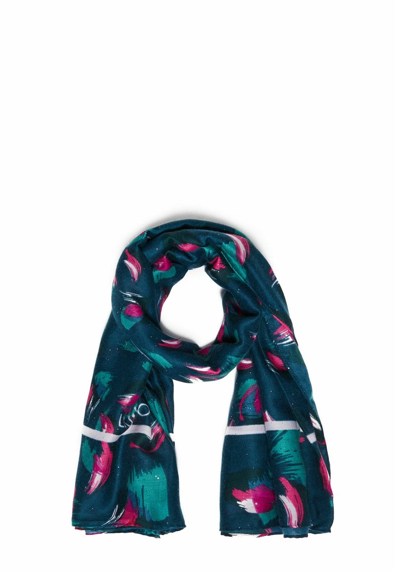 Foulard Liu Jo Azzurro 120x120cm - Stampa Floreale Con Logo In Poliestere - Foto 3