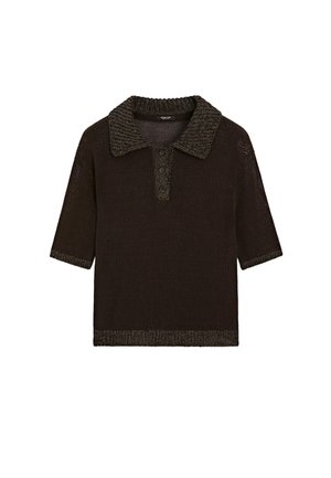 Massimo Dutti WITH CONTRAST COLLAR - Poloshirt - mottled dark brown