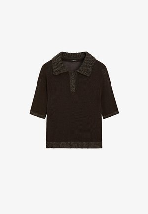 Massimo Dutti CONTRAST COLLAR WITH SHORT SLEEVES - Polo shirt - mottled dark brown