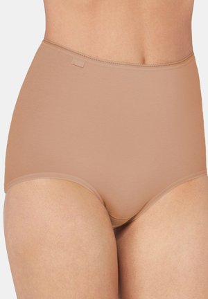 High-waisted shaping slip in een huidskleur, met gladde stof, elastische tailleband en naadloos ontwerp voor comfort en bedekking.
