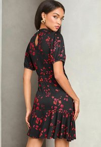 Lipsy REGULAR FIT - FLORAL PUFF SLEEVE RUCHED - Trikoomekko - black