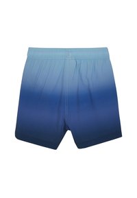 Blaue Gradient-Badehosen mit elastischem Bund, die von hellblau oben bis dunkelblau am Saum übergehen, mit minimalen Nähten.