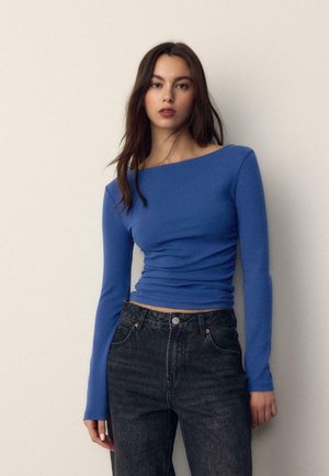 LONG SLEEVE WITH GATHERING  - Top s dlhým rukávom - metallic blue