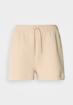 Beige katoenen shorts met een elastische tailleband en verstelbare trekkoord. Heeft een eenvoudig ontwerp en een logoaccent aan de zijkant.