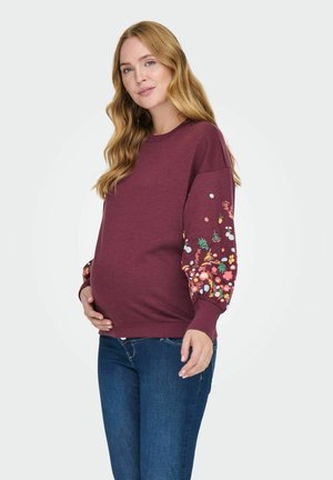 OLMBROOKE  O-NECK FLOWER - Sweater - windsor wine