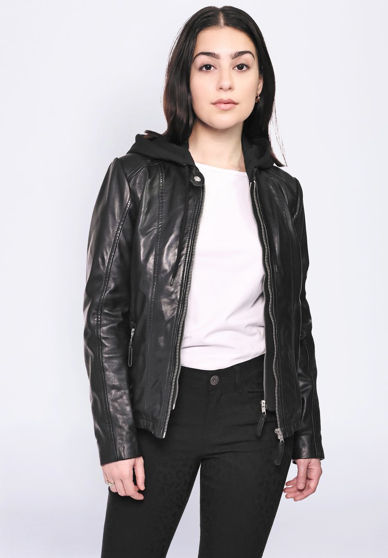 Mustang LEDERJACKE MIT SCHNALLEN - Leren jas - black