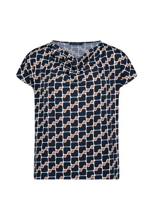 Betty Barclay, BETTY BARCLAY MIT WASSERFALLAUSSCHNITT PRINTSHIRT - T-shirts print - dark blue brown