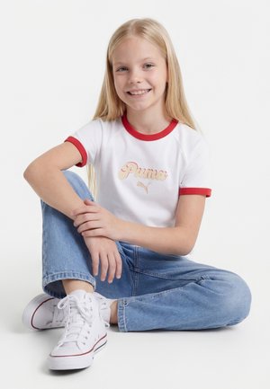 Puma GRAPHIC RINGER TEE UNISEX - Μπλουζάκι με στάμπα - white