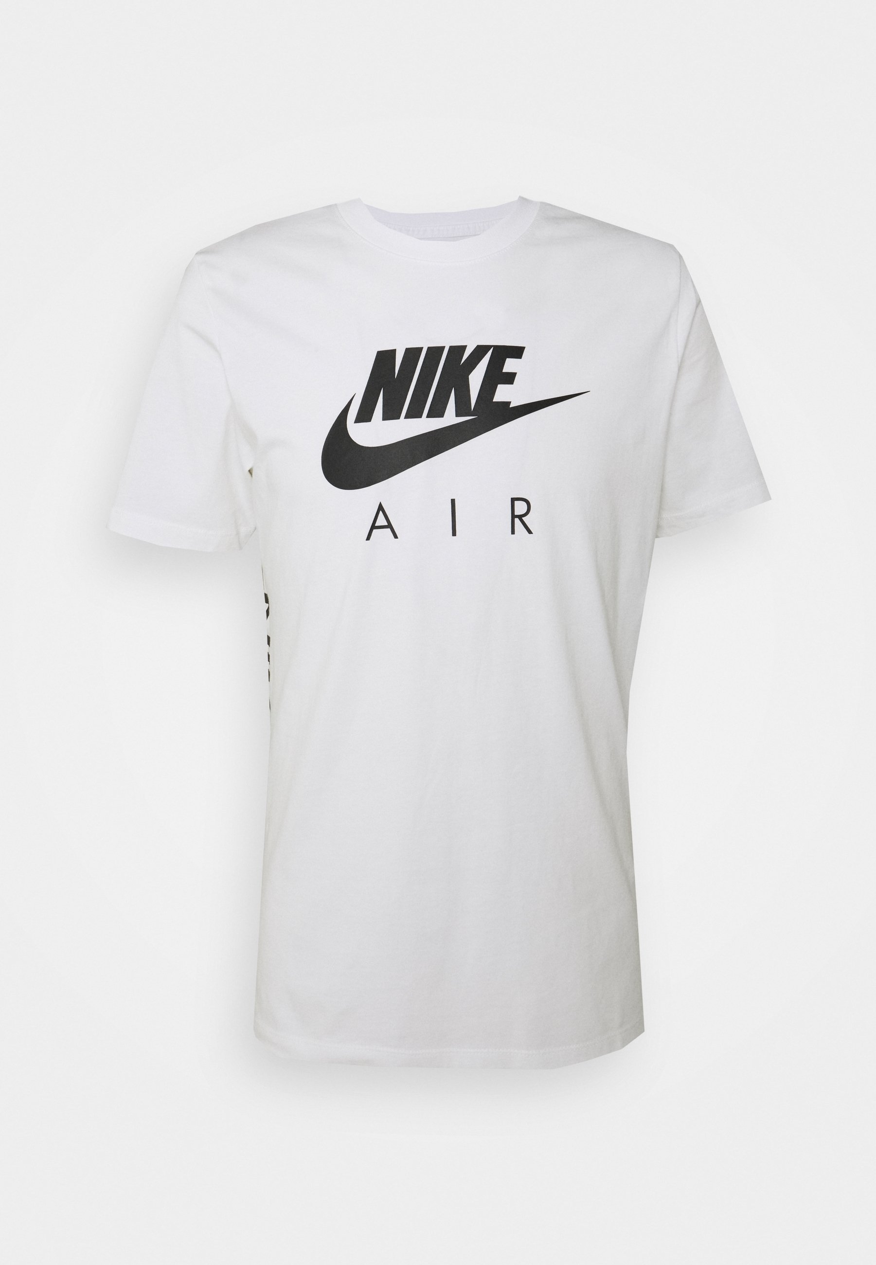 white nike shirt with silver swoosh