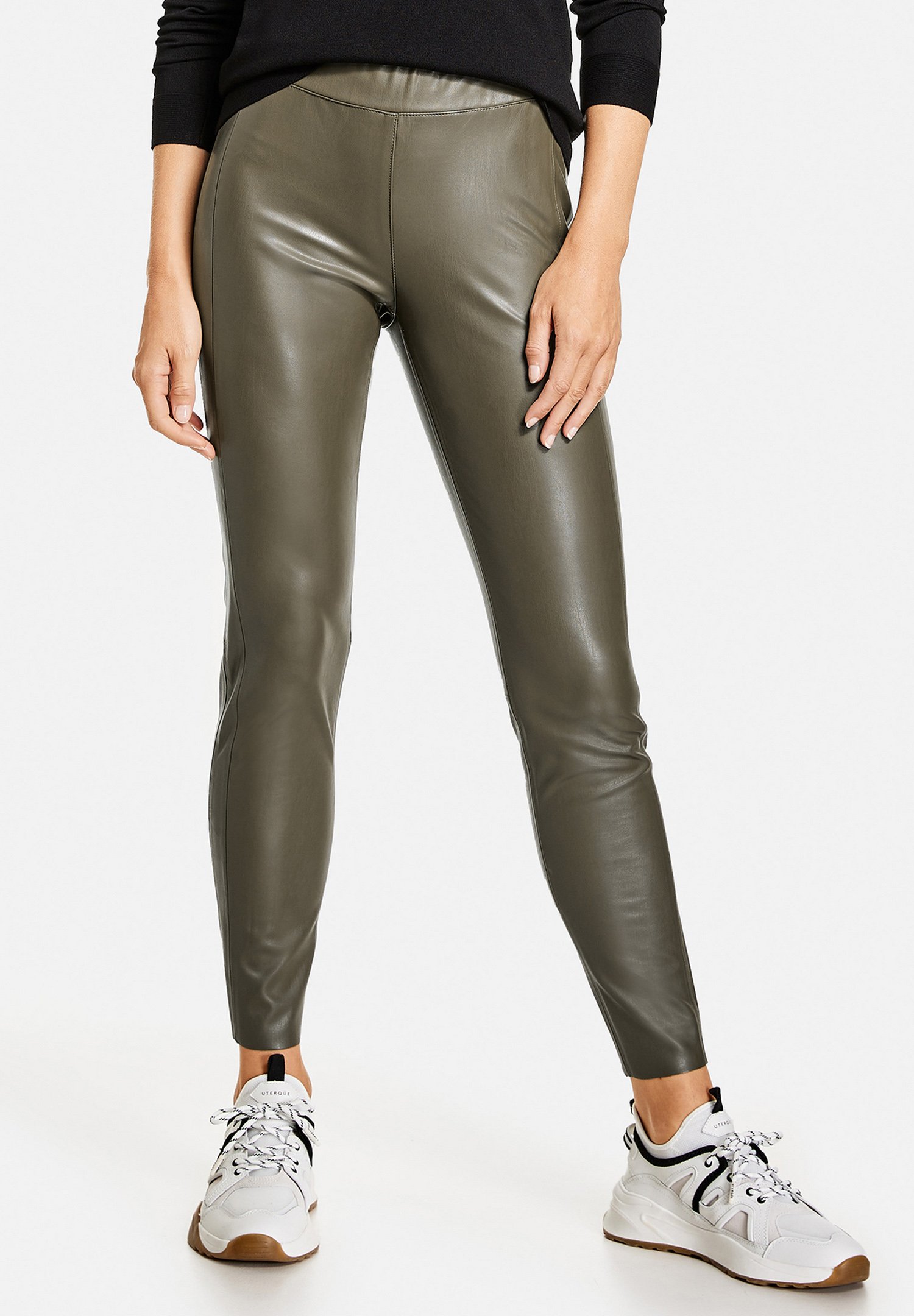 Gerry Weber Leren broek - khaki/kaki - Zalando.nl