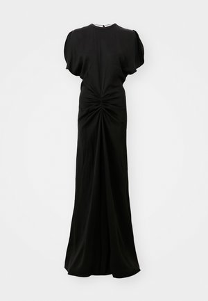 GATHERED WAIST FLOOR LENGTH DRESS - Proginė apranga - black