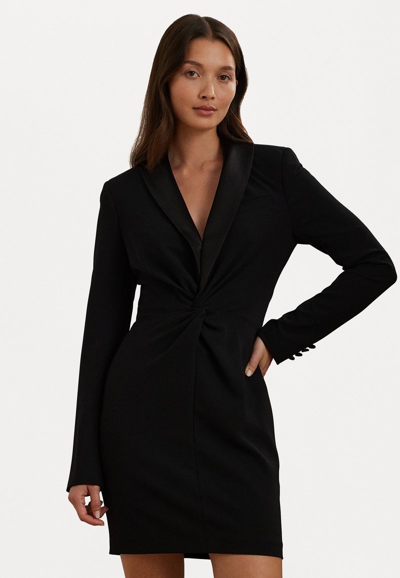 Lauren Ralph Lauren SATIN-TRIM CREPE COCKTAIL DRESS - Koktailové šaty/večierkové šaty - black