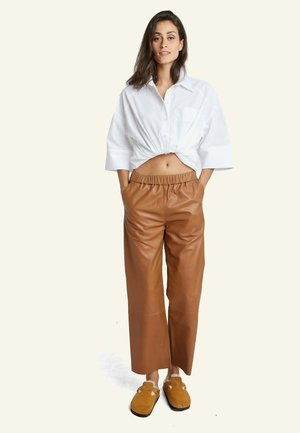 COGNAC  - Leren broek - cognac