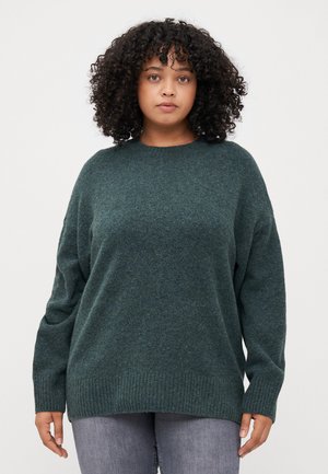 Vero Moda Curve VMCBOOM O NECK - Jumper - balsam green melange