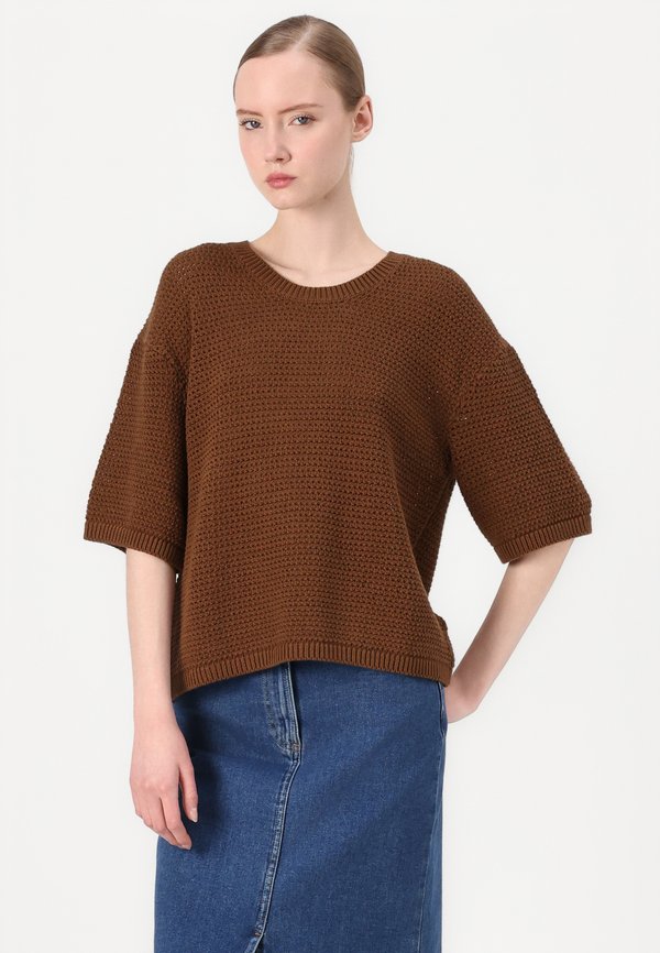 PULLOVER SHORT SLEEVE - Jumper - melted chocolate2