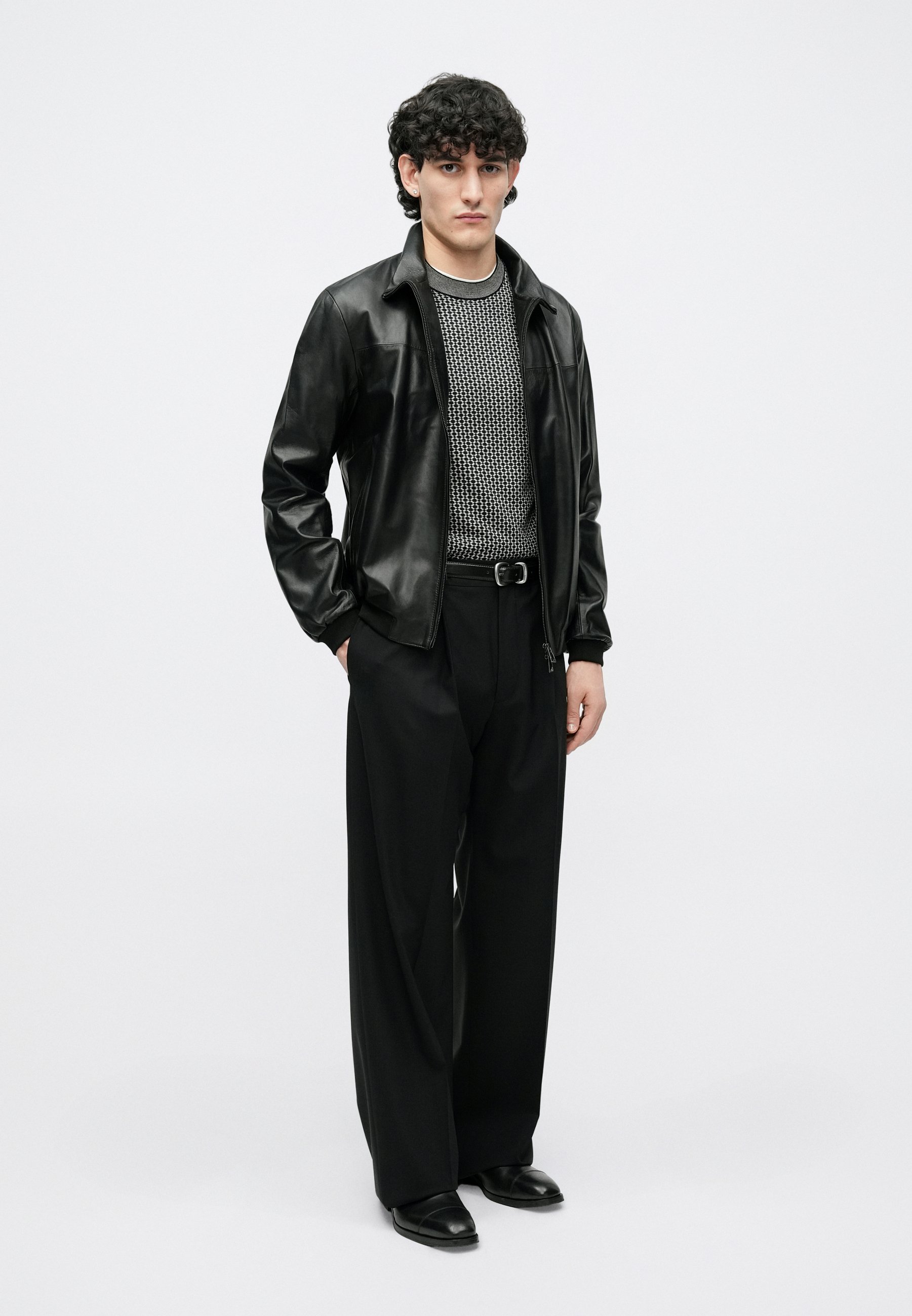 Emporio Armani BLOUSON JACKET - Leather jacket - black - Zalando.co.uk