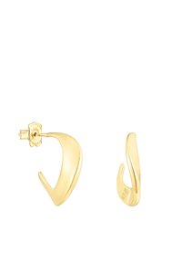 Orecchini in tono dorato con una forma fluida e organica, rifiniti in modo lucido. Include un inserto a pressione per una vestibilità sicura.