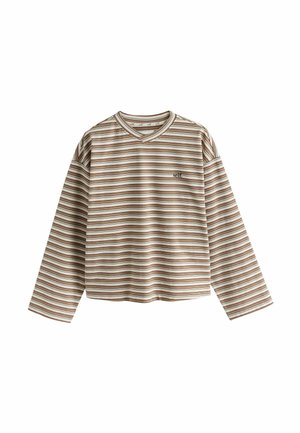 Self., THERMAL V-NECK LONG SLEEVE T-SHIRT - Langærmet T-shirt - brown stripe