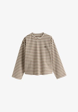 Self., THERMAL V-NECK LONG SLEEVE T-SHIRT - Langærmet T-shirt - brown stripe