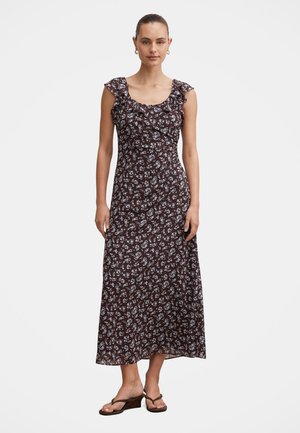 Forever New RUFFLE COLLAR DRESS - Jurk - choc ray ditsy