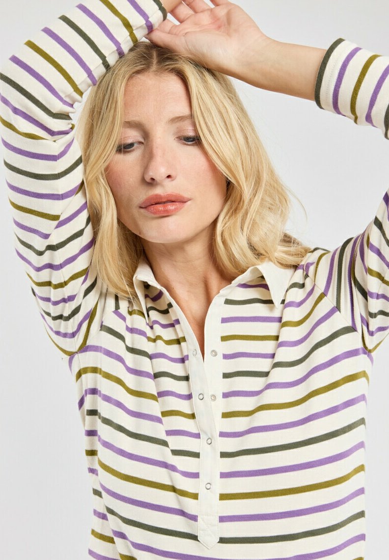 MN3 Armor-lux PKE.NATURE/MORADO ボーダー Tシャツ モラード 紫 パープル メンズ レディース ベーシックフィット ロングスリーブボーダーカットソー アルモリュクス 長袖 Microtech Marfione Select LUDT Gen III Purple Haze Frag Titanium Handl