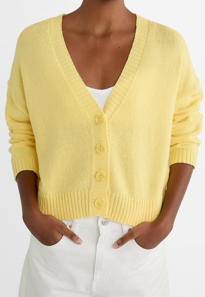 Stradivarius Strickjacke - mottled light yellow