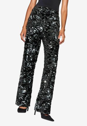REGULAR FIT - SEQUIN - Pantaloni - floral silver