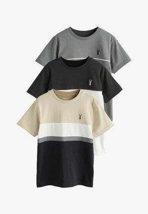 Next, REGULAR FIT SHORT SLEEVE 3 PACK - T-Shirt basic - black grey cement