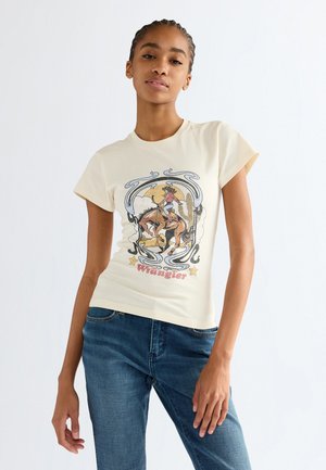 Wrangler SHRUNKEN BAND TEE - T-Shirt print - egret