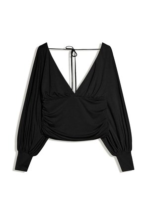 RUCHED LONG SLEEVE - Top s dlhým rukávom - black