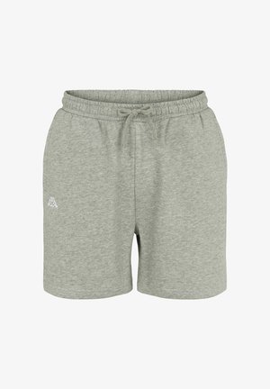 Hallide puuvillased lühikesed püksid elastse vöökoha ja kummipaelaga. Vasakul säärel on väike valge logo. Sile tekstuur, mugav disain.