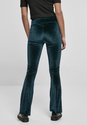 Urban Classics LADIES HIGH WAIST VELVET BOOT CUT LEGGINGS - Pantalon classique - teal