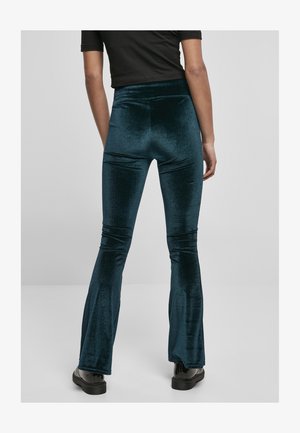 LADIES HIGH WAIST VELVET BOOT CUT LEGGINGS - Stoffhose - teal